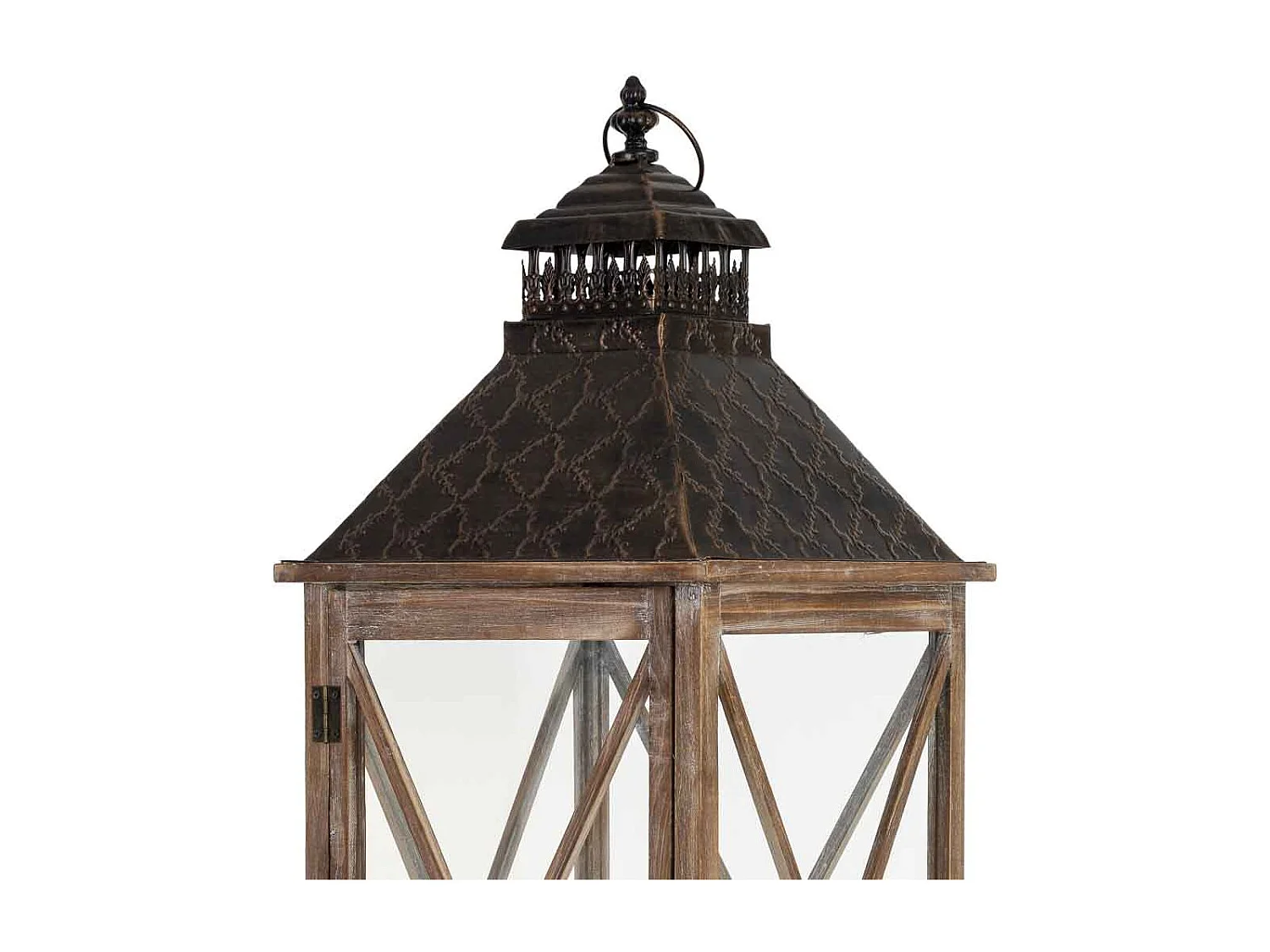 Lanterne en bois brun 32 x 32 x 133 cm (h)