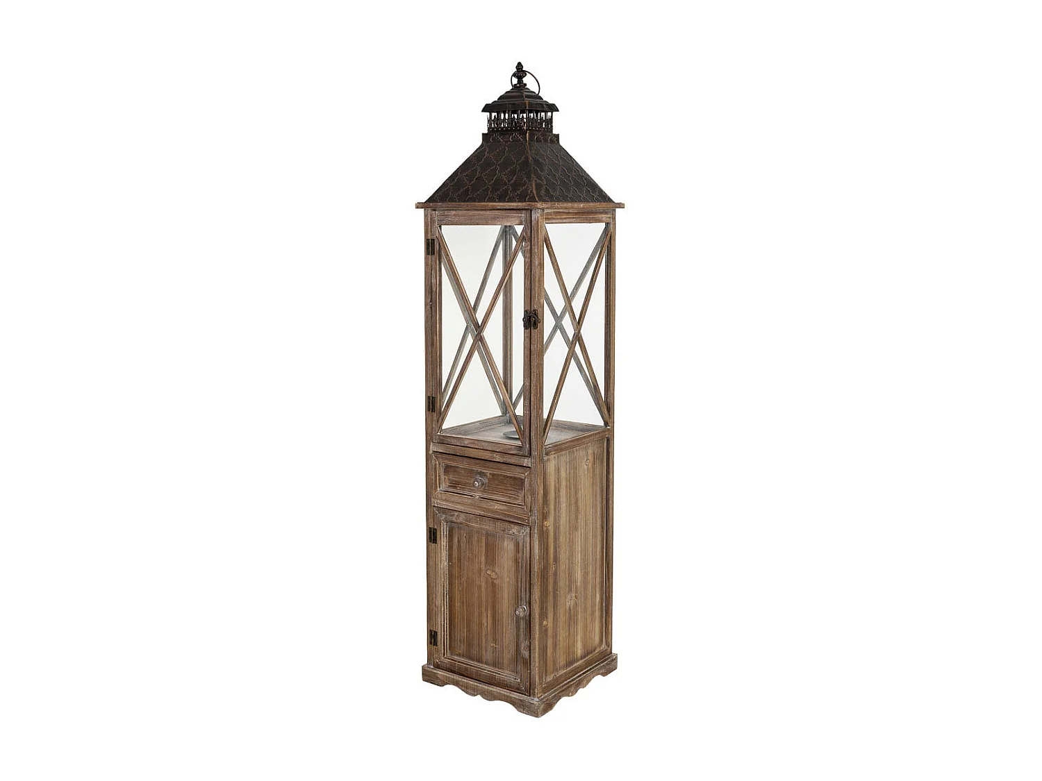 Lanterna in legno marrone 32x32x133h cm