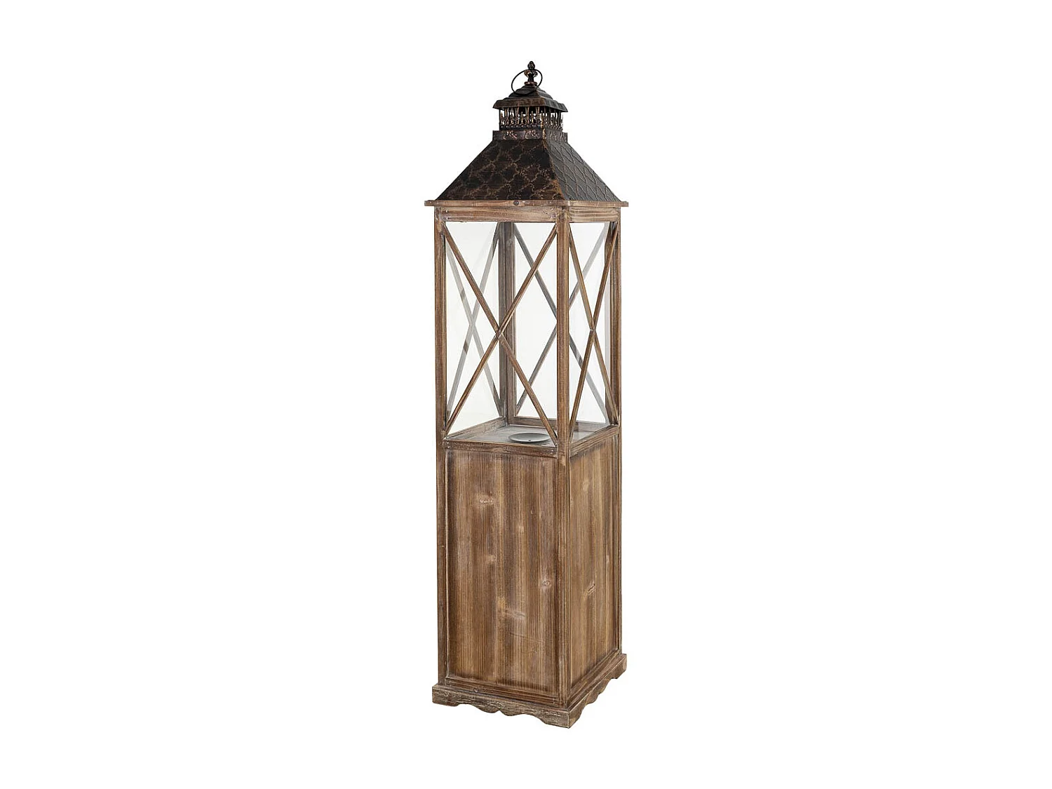 Lanterna in legno marrone 32x32x133h cm