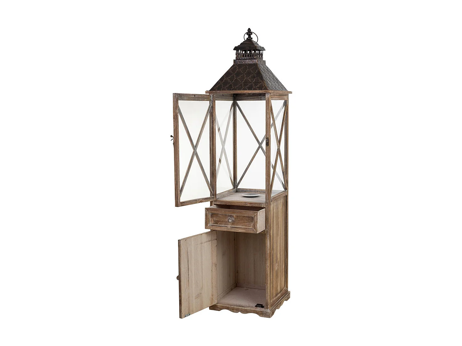 Lanterna in legno marrone 32x32x133h cm