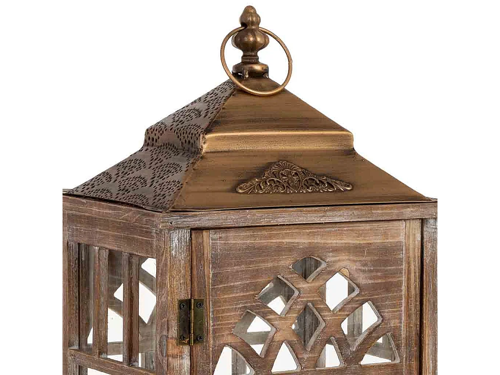 Lanterne en bois 26 x 21 x 58 cm (h)