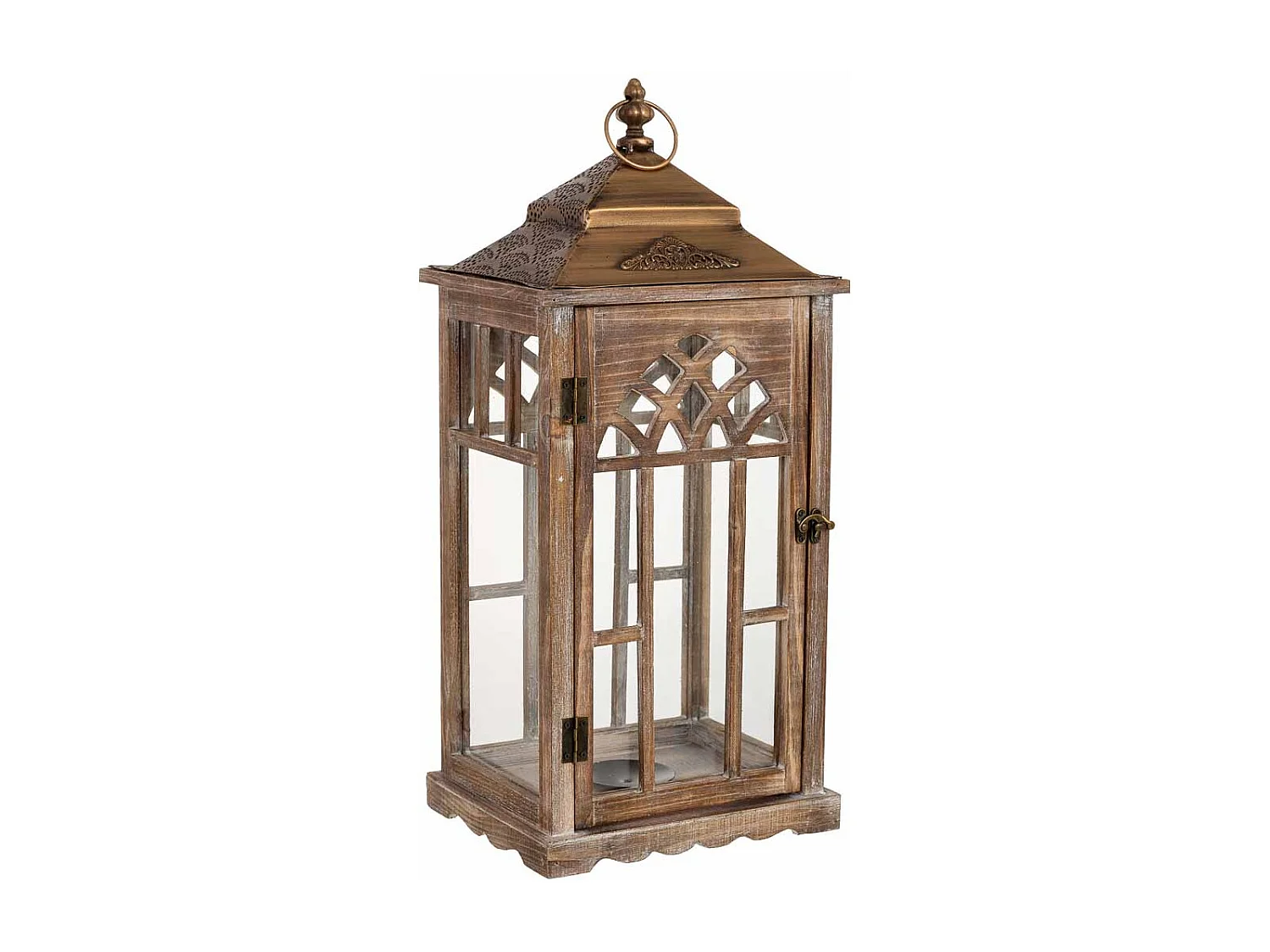 Farol de madera 26x21x58h cm
