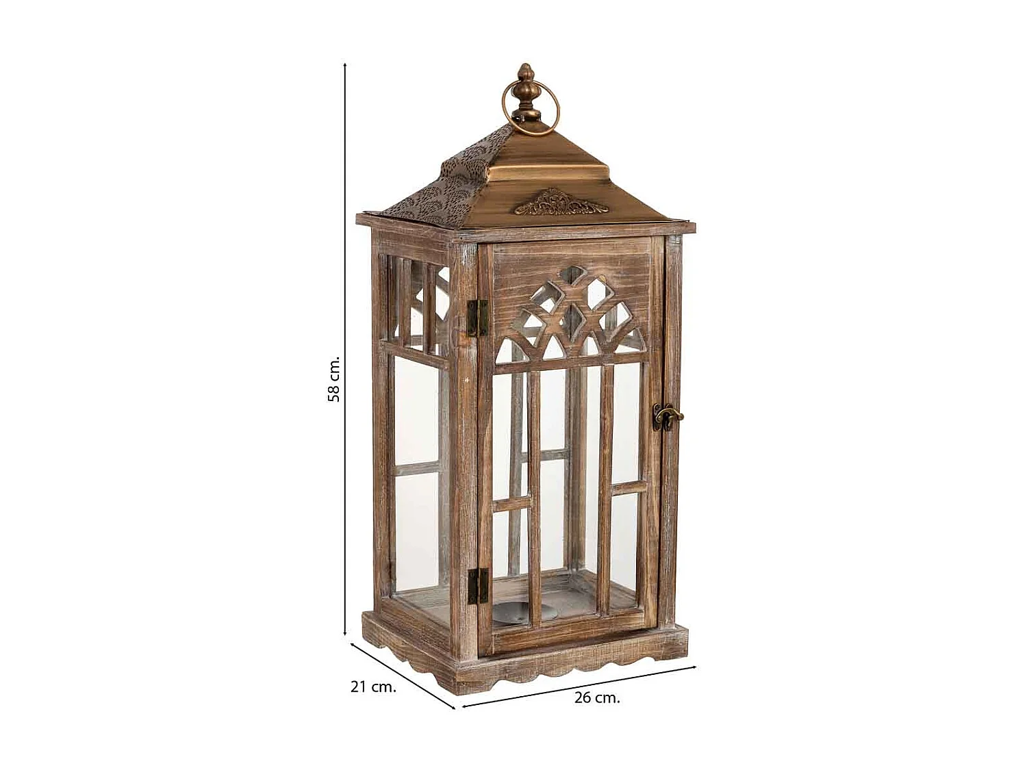 Farol de madera 26x21x58h cm