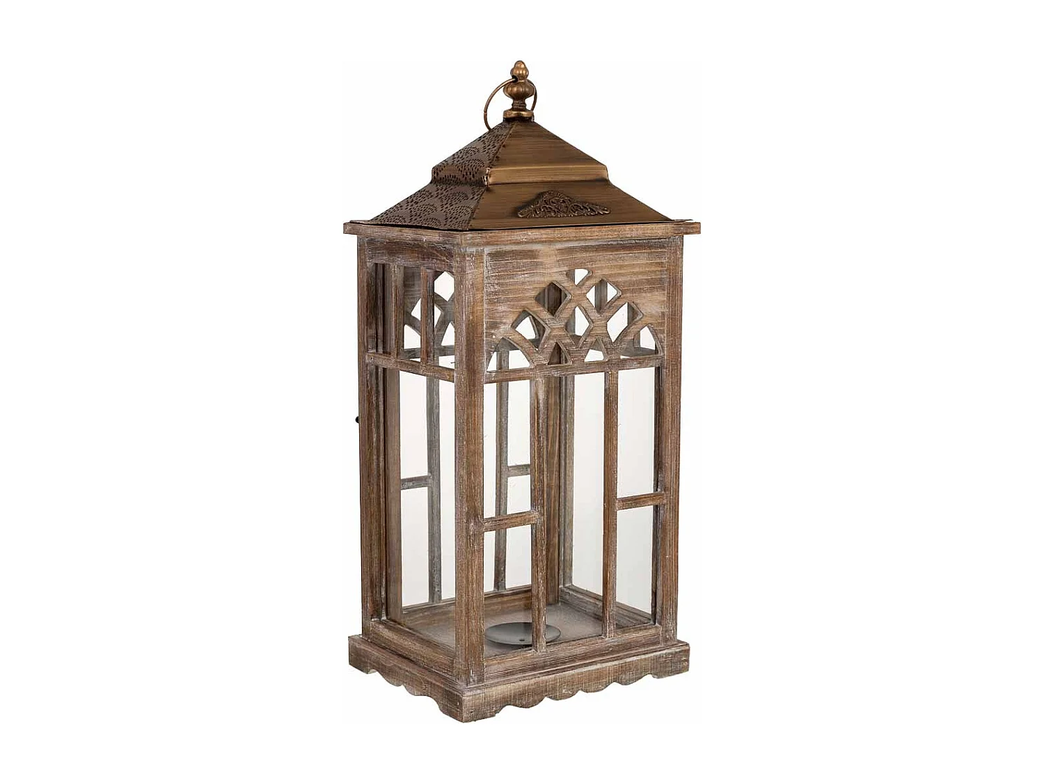 Farol de madera 26x21x58h cm