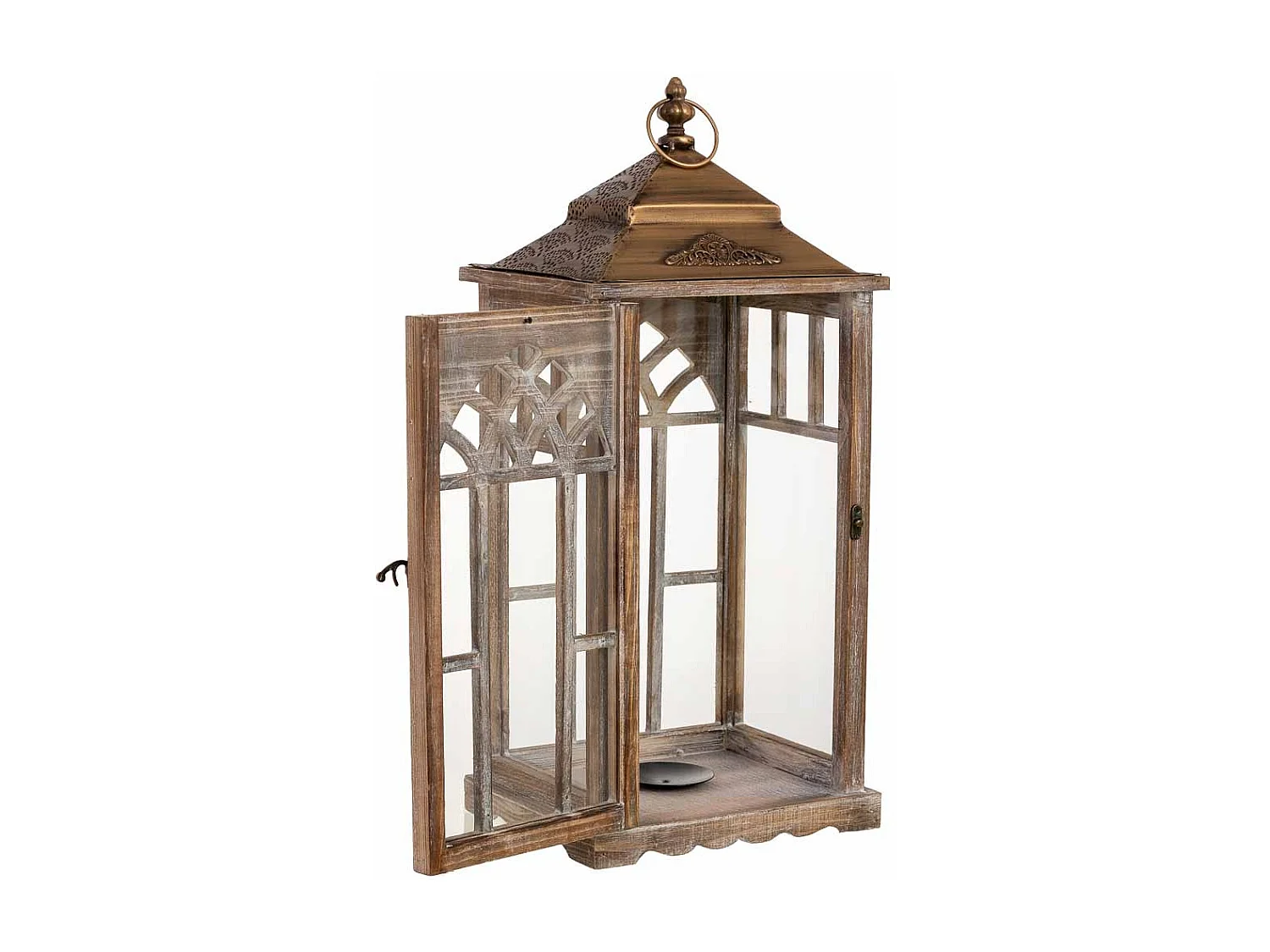 Farol de madera 26x21x58h cm