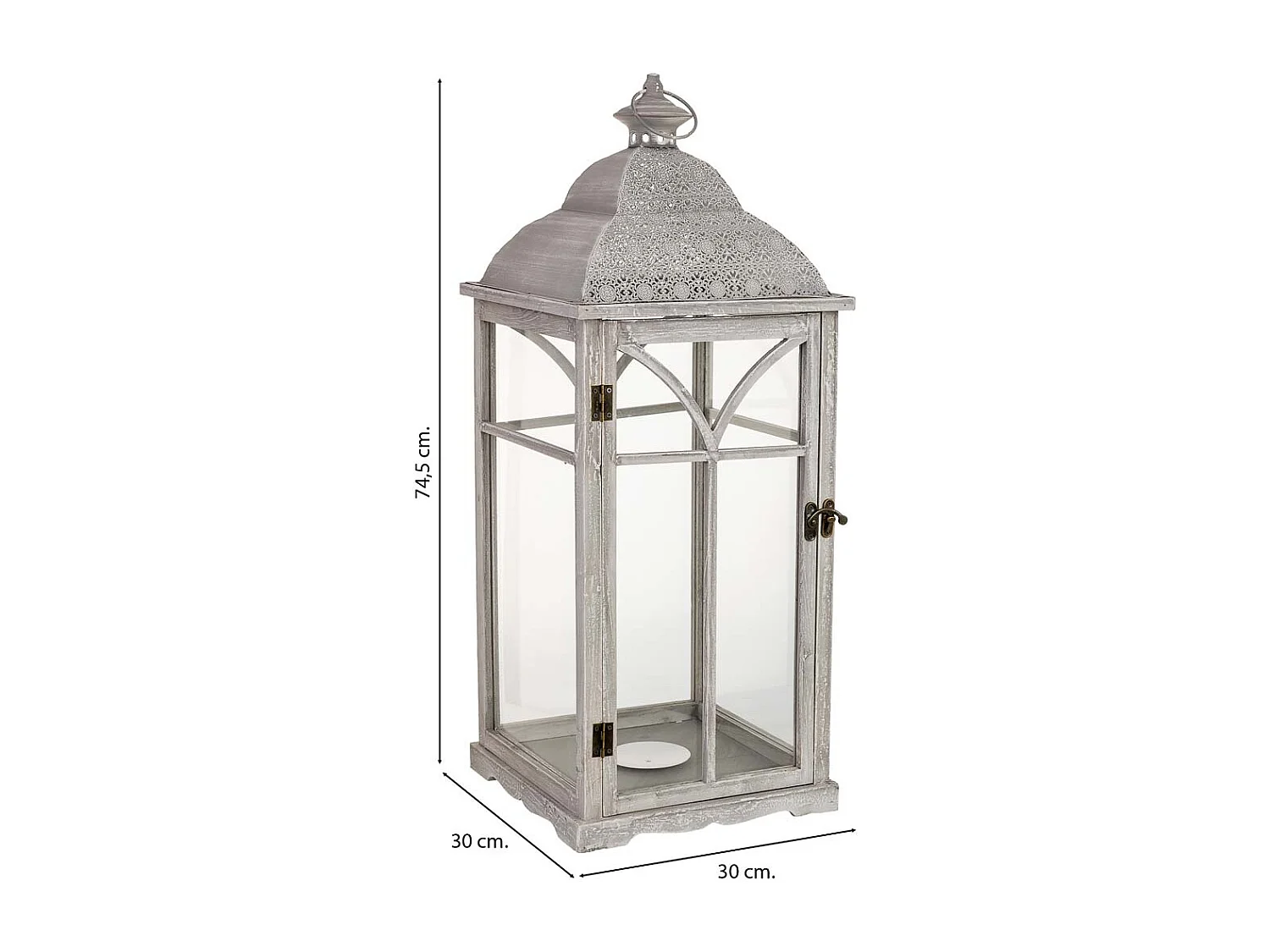 Lanterne en bois 30 x 30 x 74,5 cm (h)