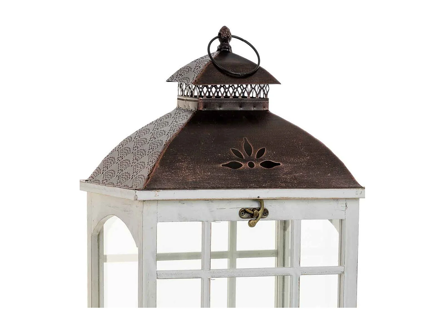 Lanterne en bois blanc 32 x 26 x 92 cm (h)