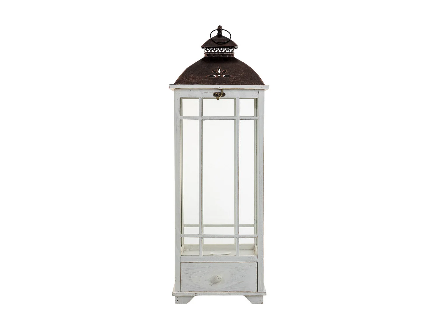 Lanterna in legno bianco 32x26x92h cm
