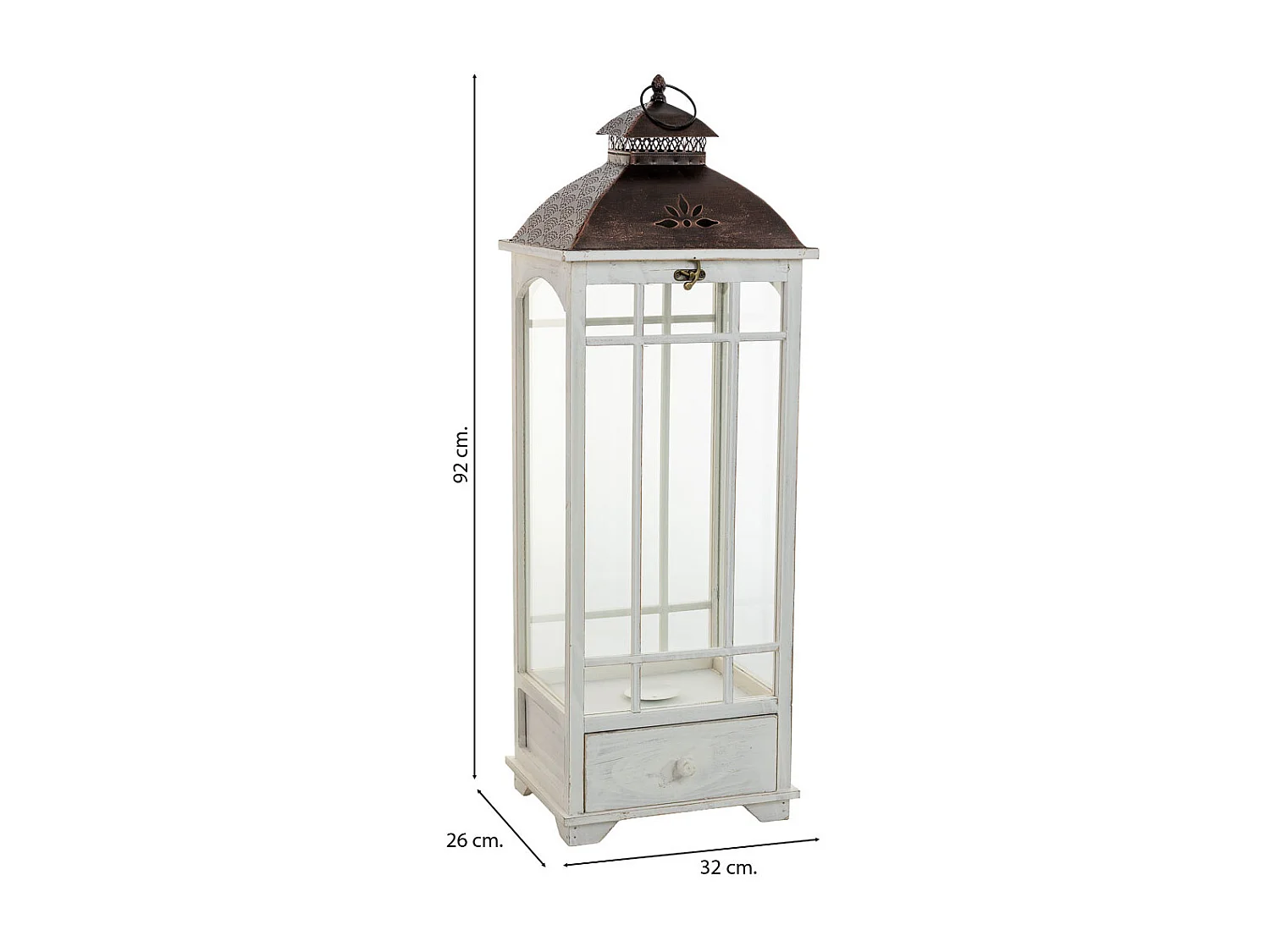 Lanterna in legno bianco 32x26x92h cm