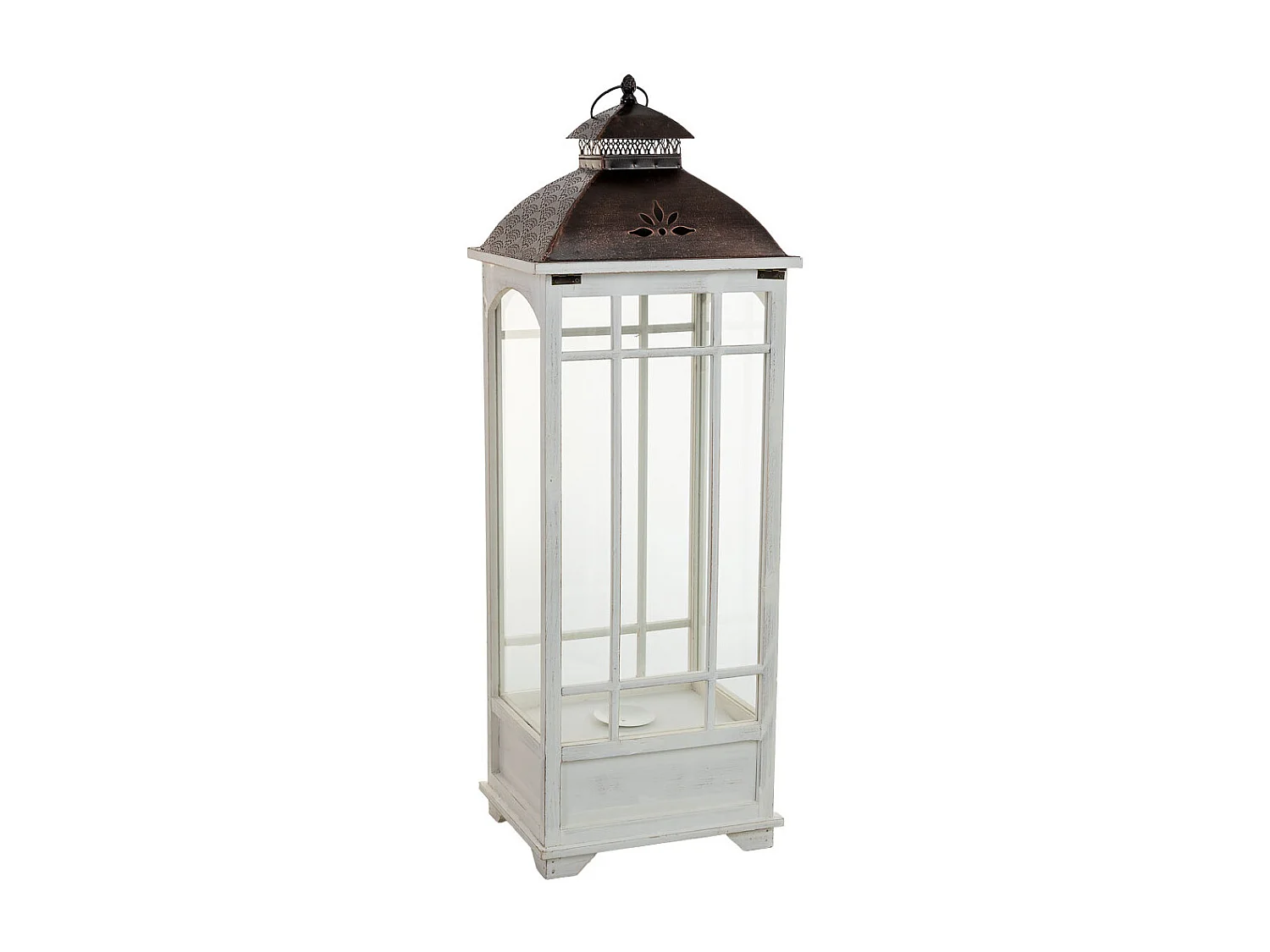 Lanterna in legno bianco 32x26x92h cm
