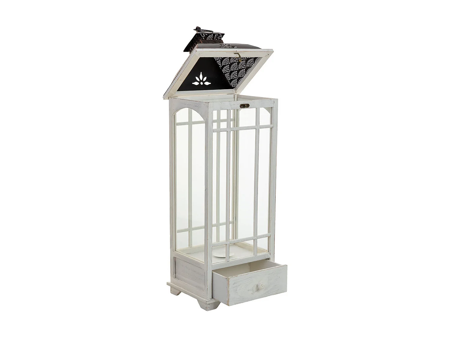 Lanterna in legno bianco 32x26x92h cm