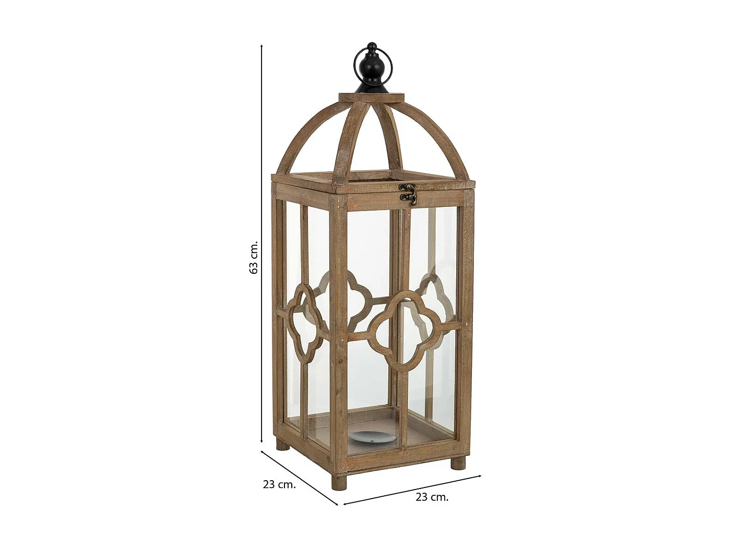 Farol de madera 23x23x63h cm