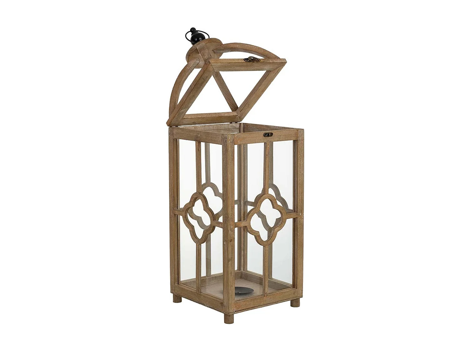 Farol de madera 23x23x63h cm