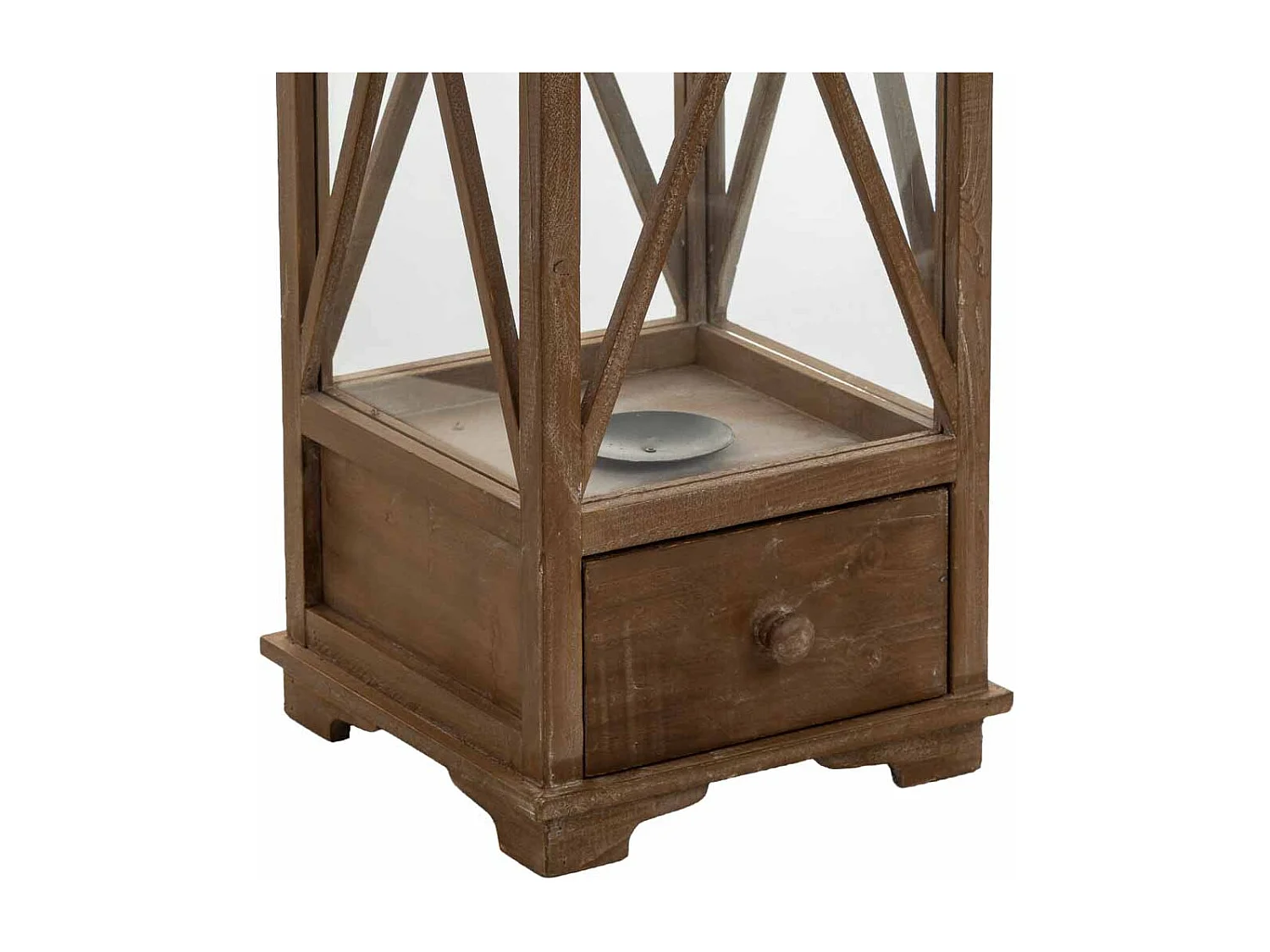 Lanterne en bois brun 25 x 25 x 93,5 cm (h)