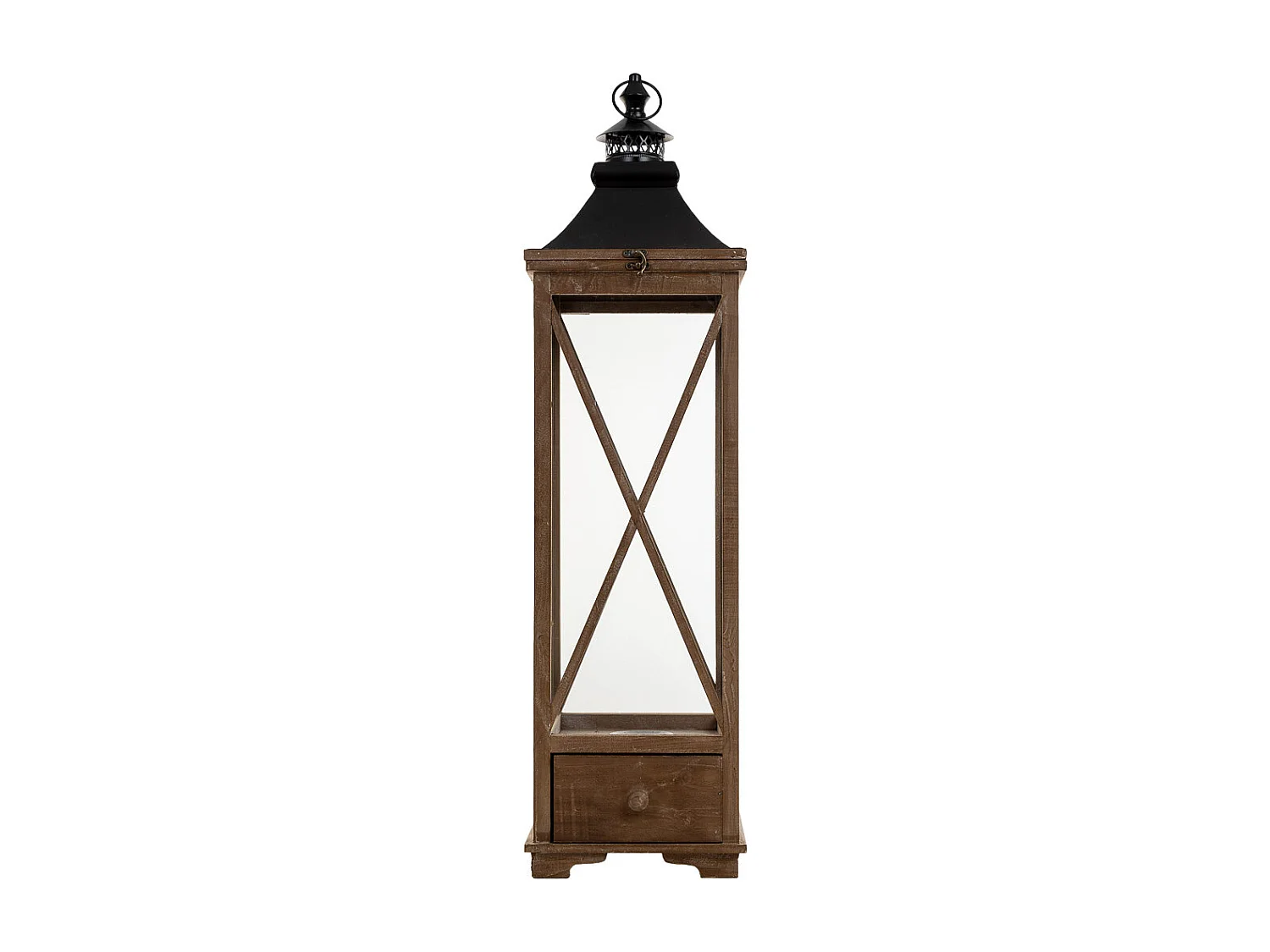 Farol de madera marrón 25x25x93.5h cm