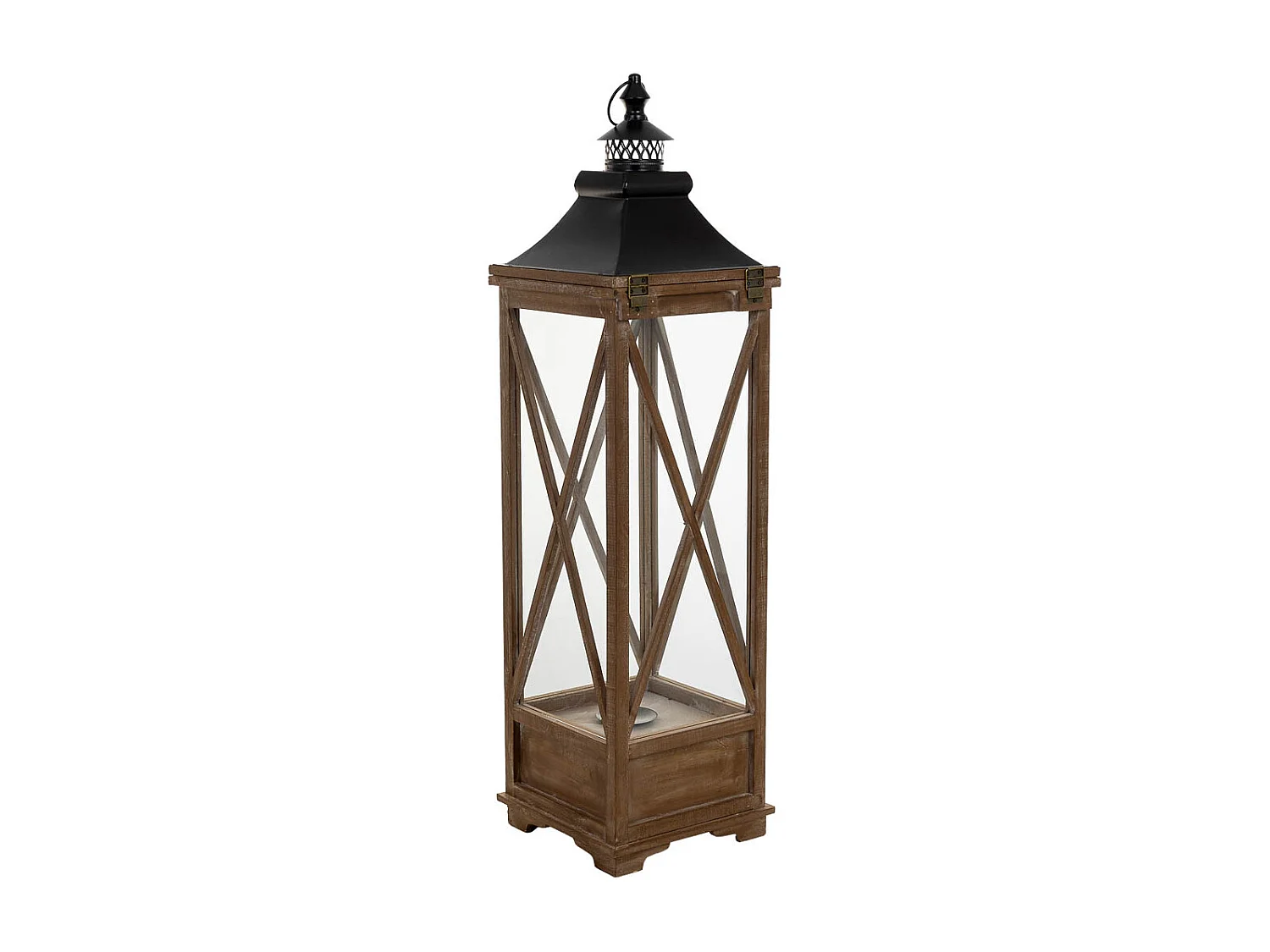 Farol de madera marrón 25x25x93.5h cm