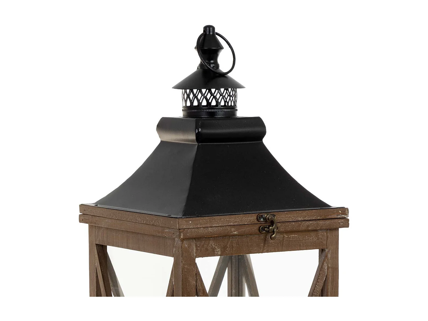 Farol de madera marrón 25x25x93.5h cm