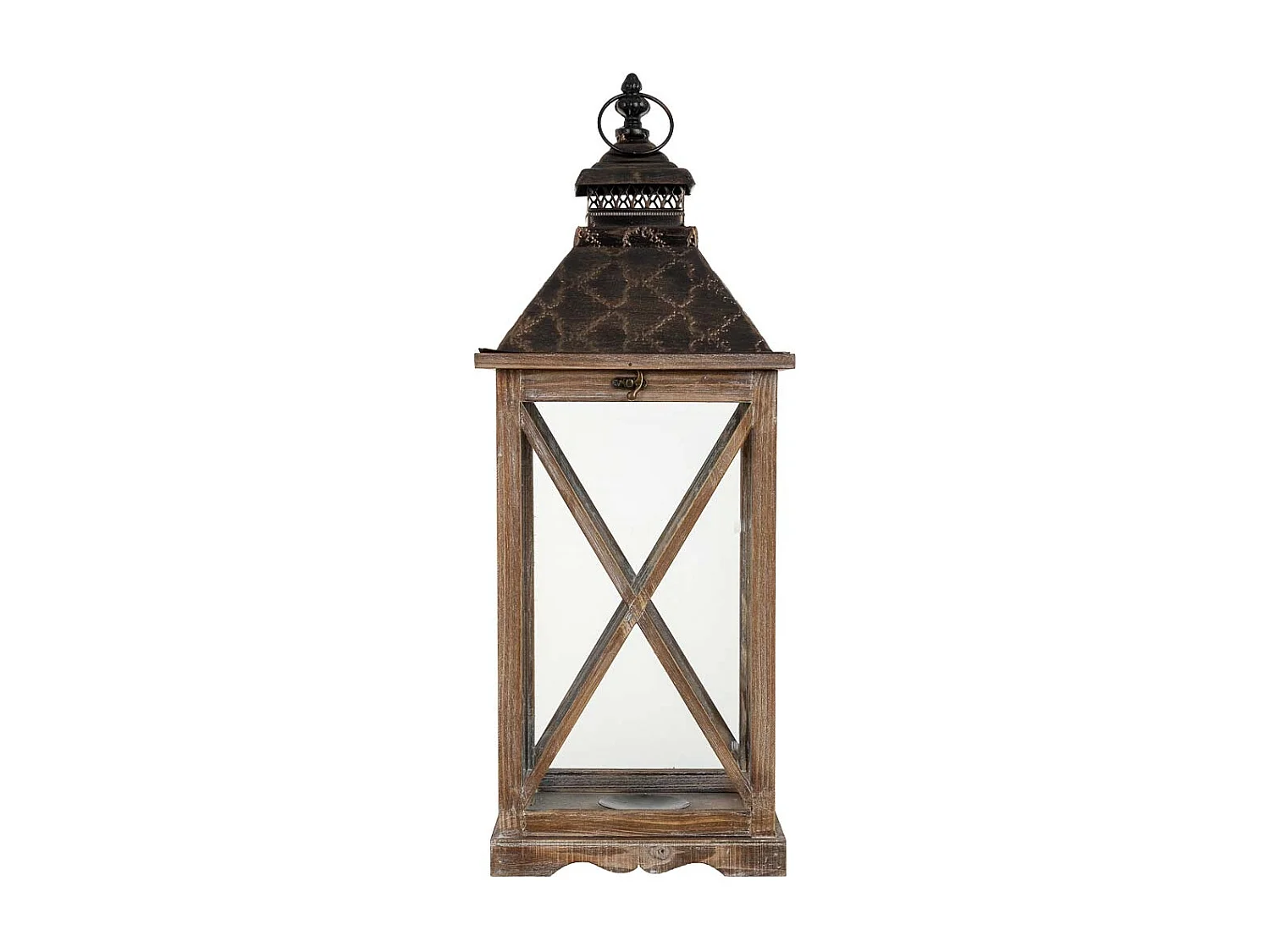 Farol de madera 24x24x63h cm