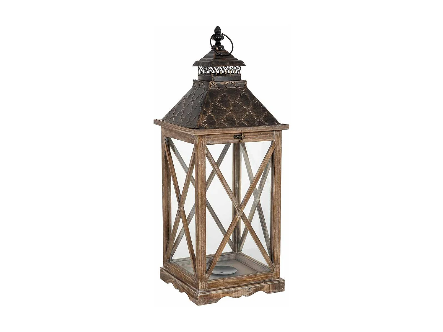 Farol de madera 24x24x63h cm
