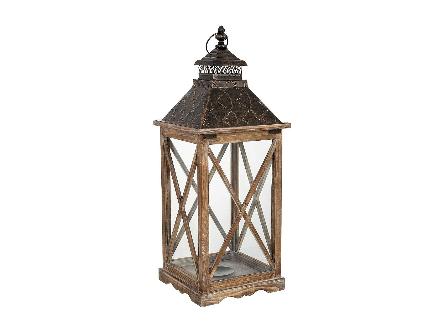 Farol de madera 24x24x63h cm