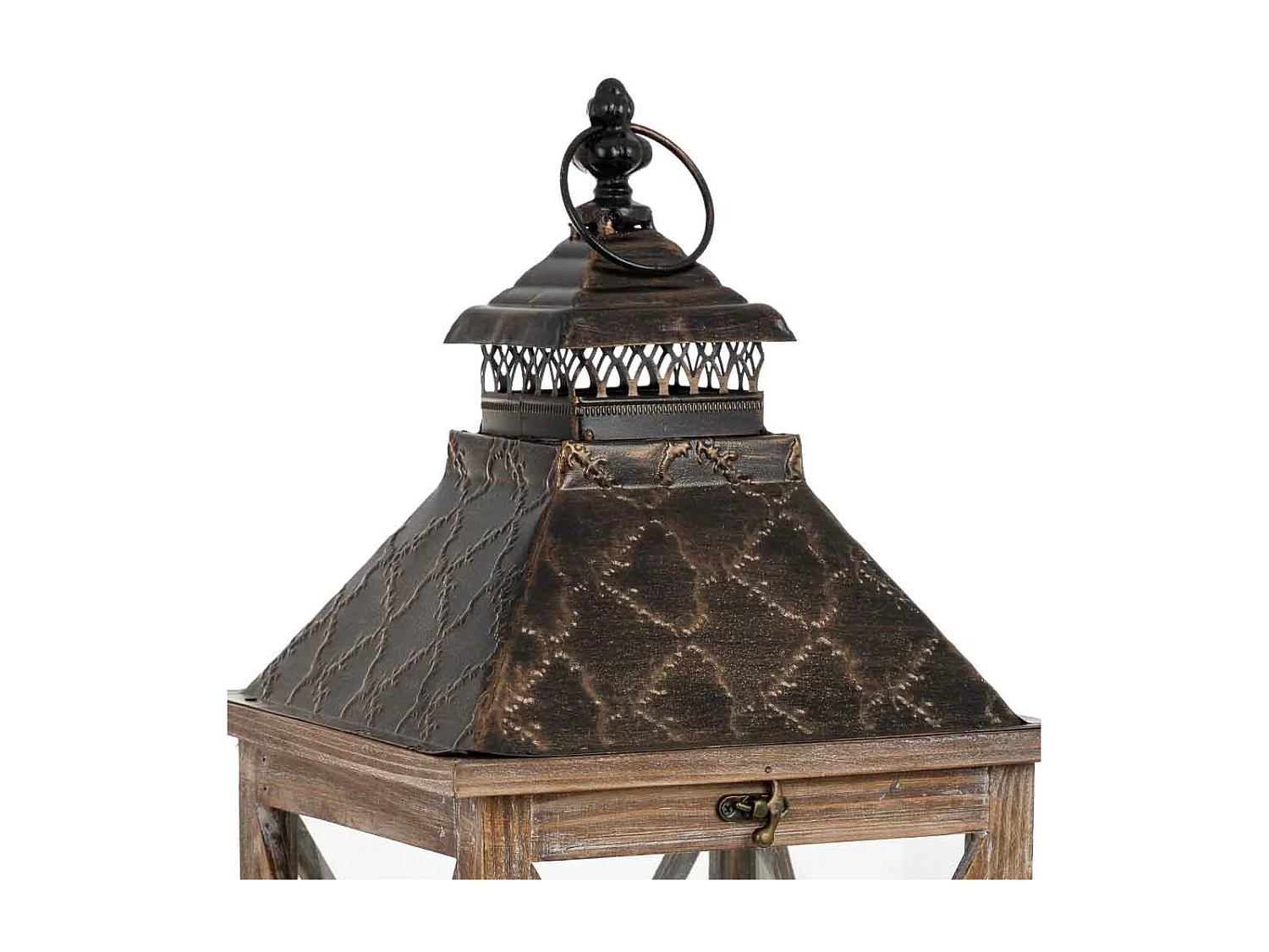 Farol de madera 24x24x63h cm