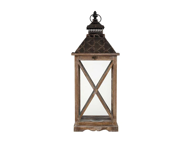 Lanterne en bois 24 x 24 x 63 cm (h)
