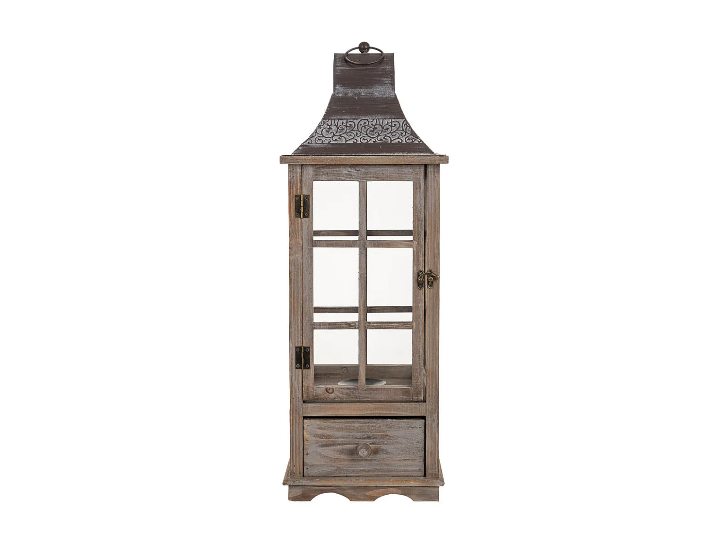 Farol de madera 24x24x68h cm