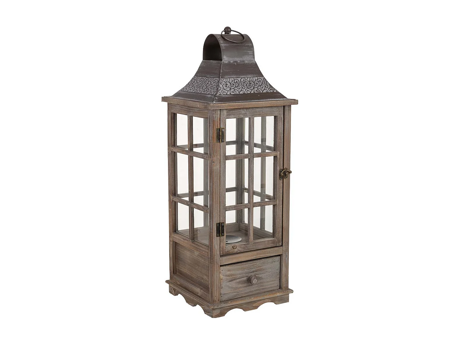 Farol de madera 24x24x68h cm
