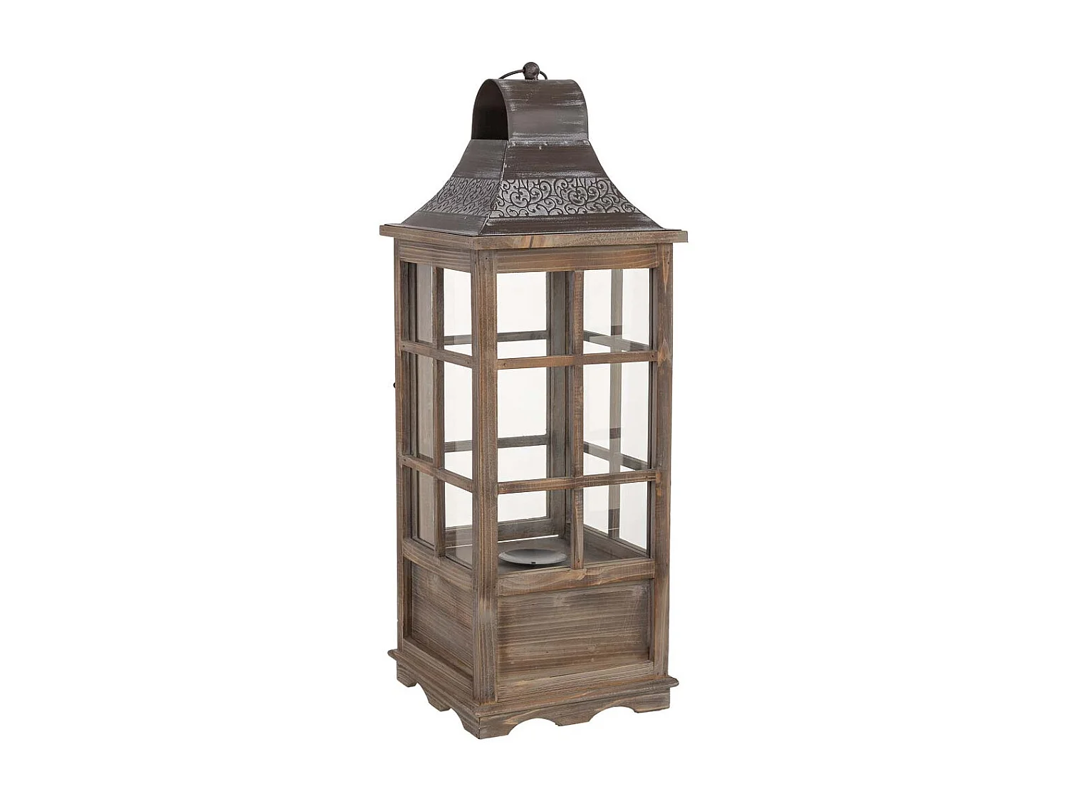 Farol de madera 24x24x68h cm