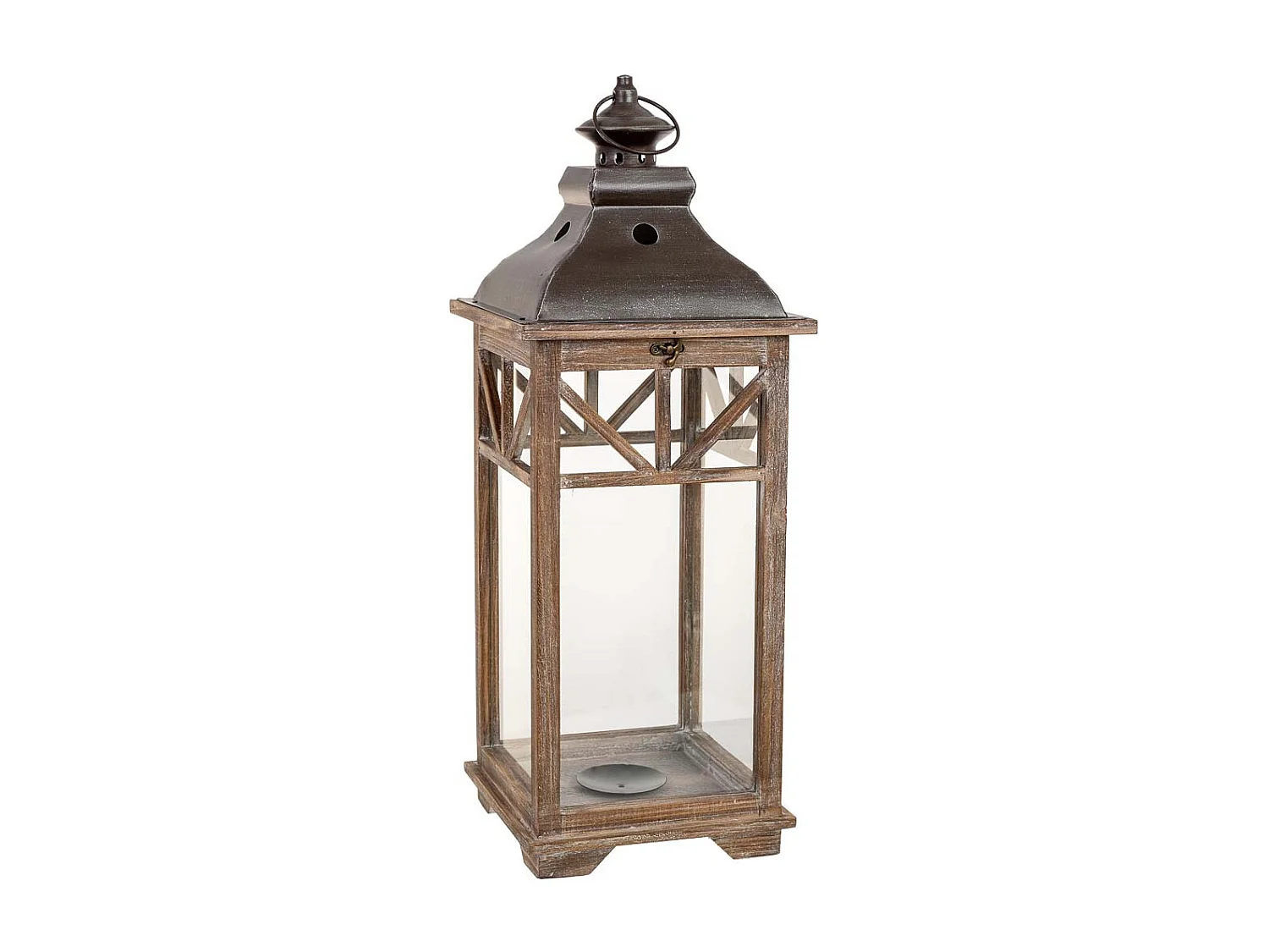 Farol de madera 23x23x62h cm