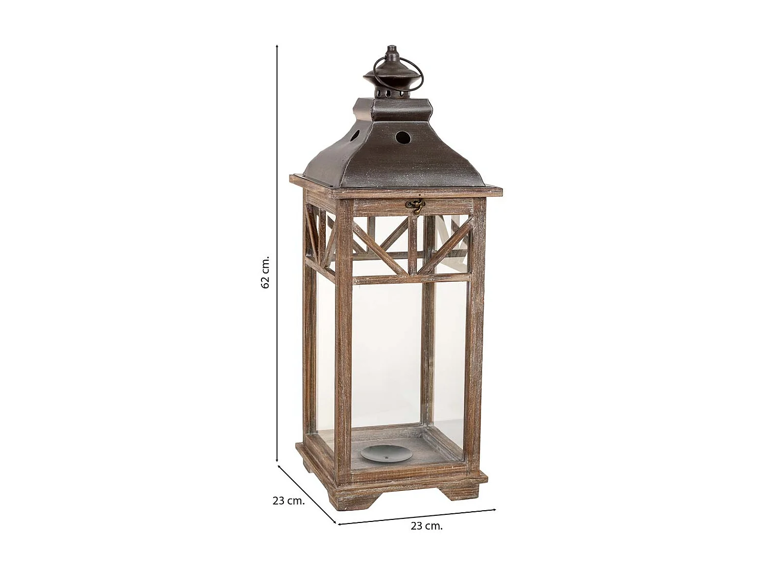 Farol de madera 23x23x62h cm