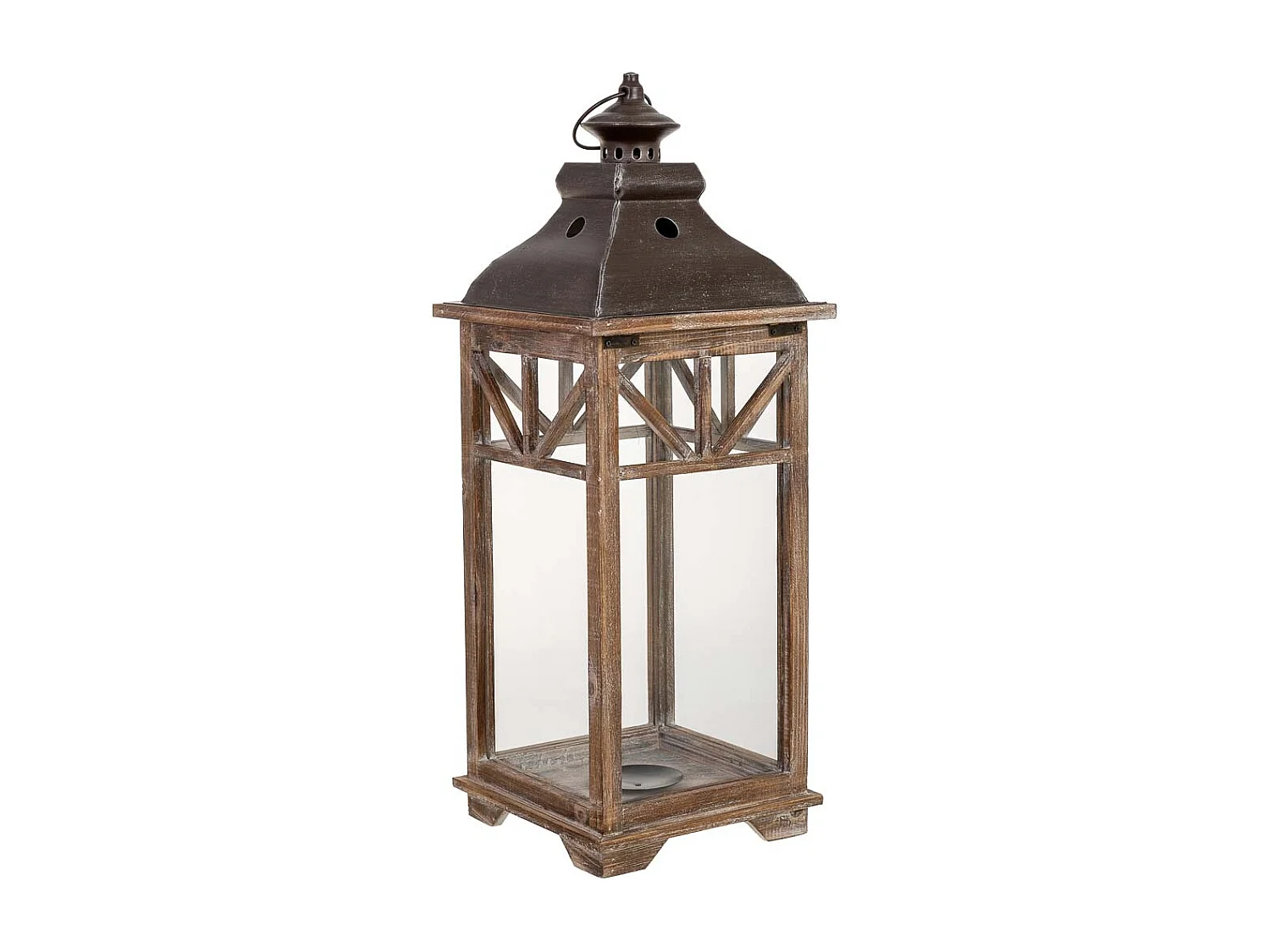 Farol de madera 23x23x62h cm