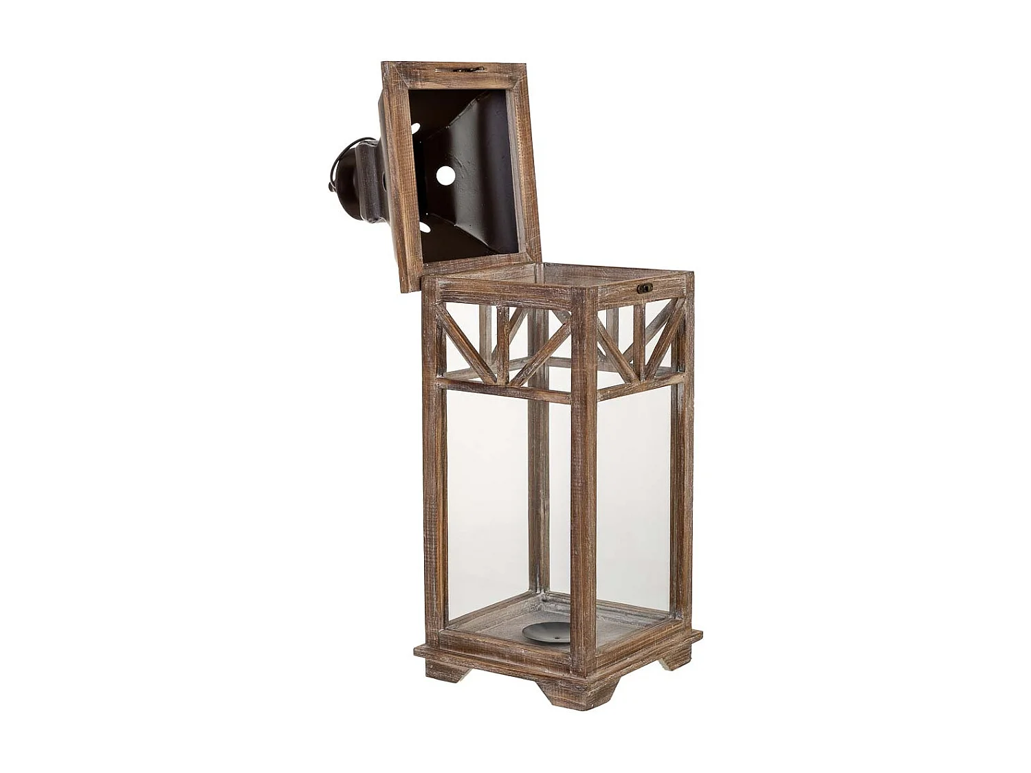 Farol de madera 23x23x62h cm