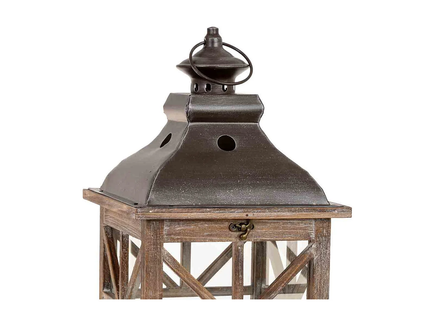 Farol de madera 23x23x62h cm