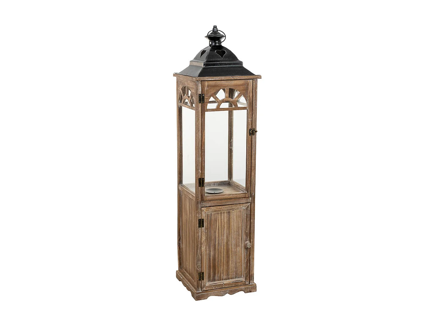 Lanterna in legno marrone 26x26x102,5h cm
