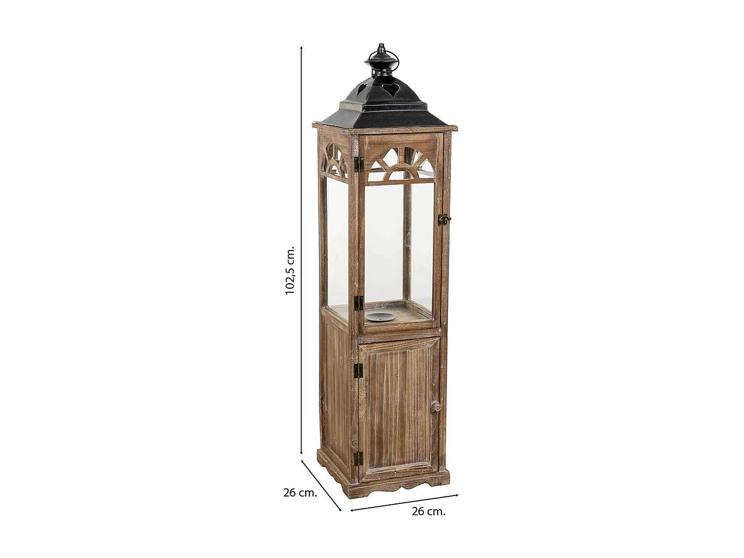 Lanterna in legno marrone 26x26x102,5h cm