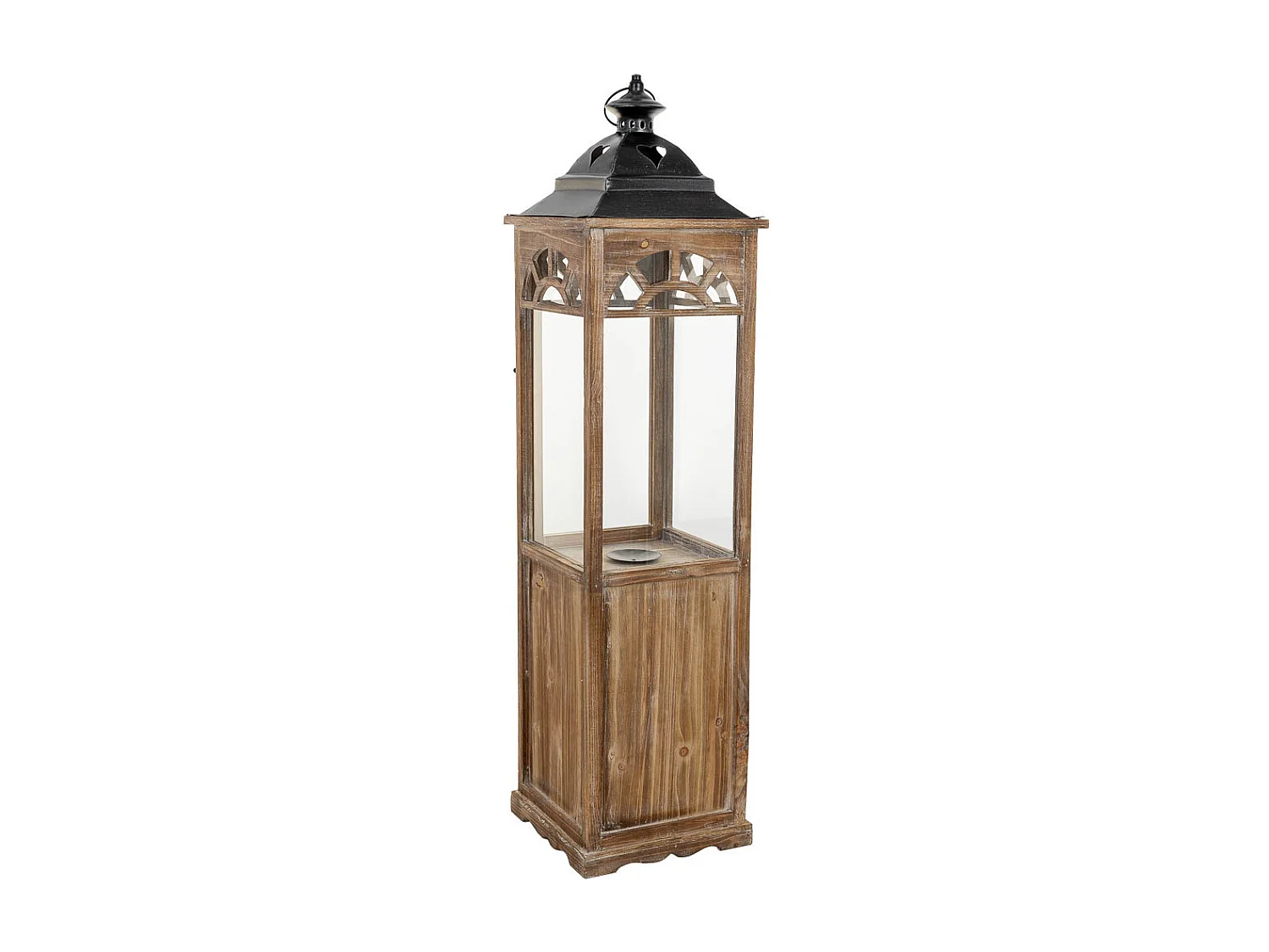Lanterna in legno marrone 26x26x102,5h cm