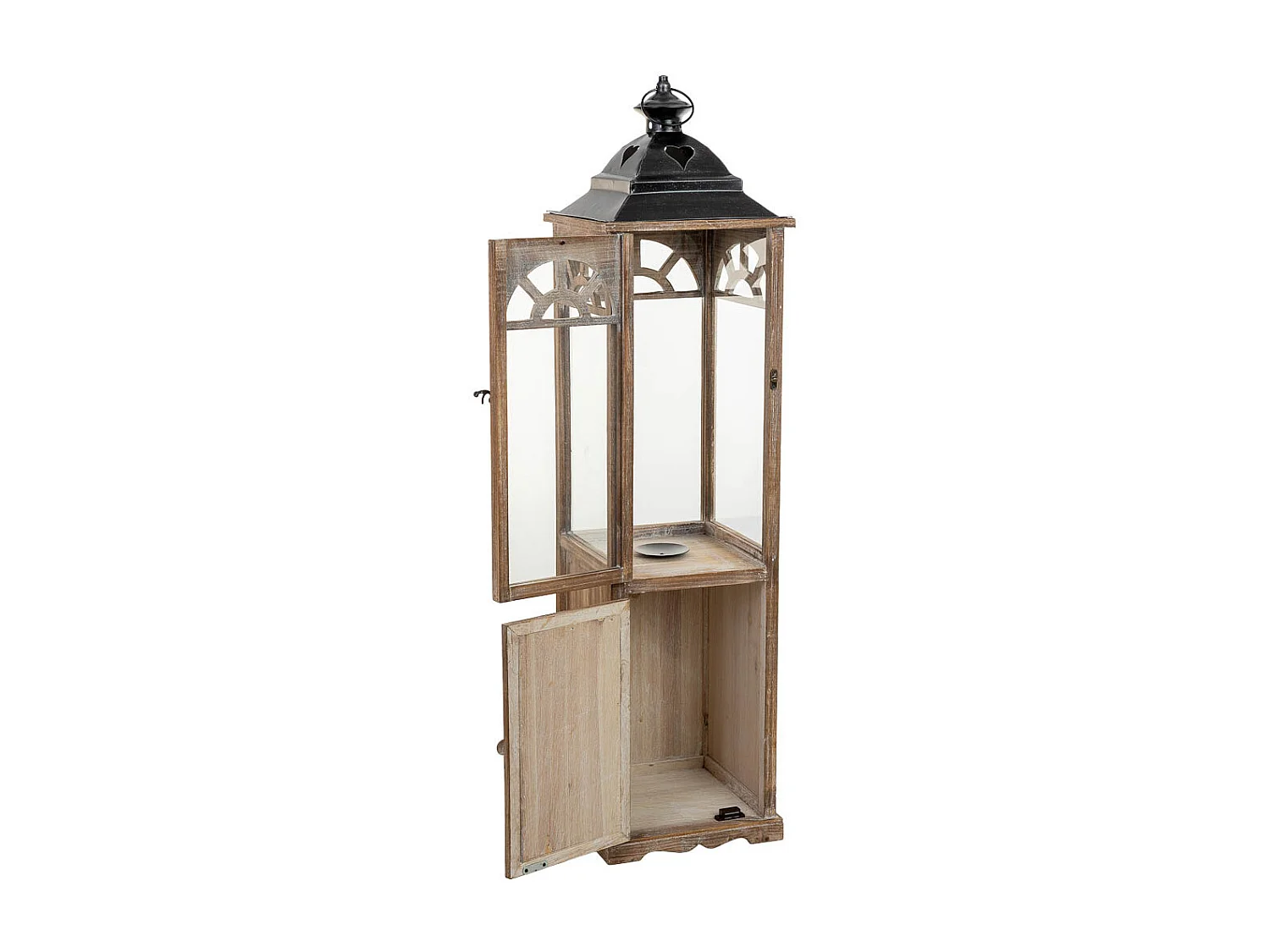 Lanterna in legno marrone 26x26x102,5h cm