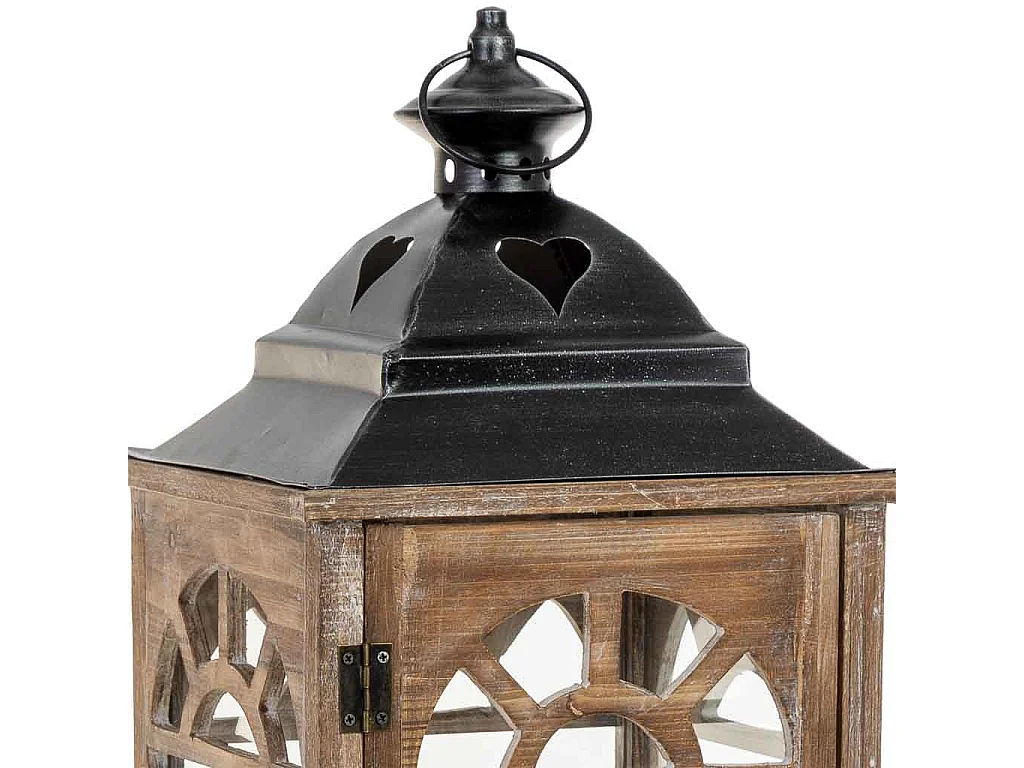 Lanterna in legno marrone 26x26x102,5h cm