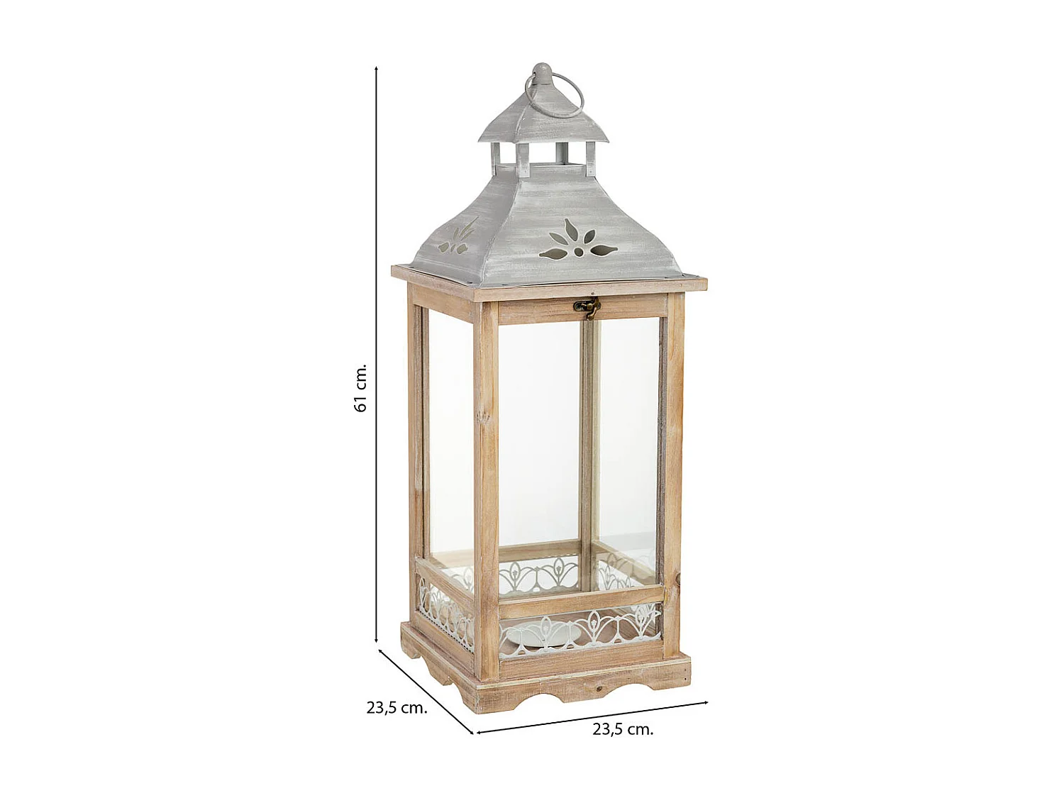 Farol de madera 23.5x23.5x61h cm