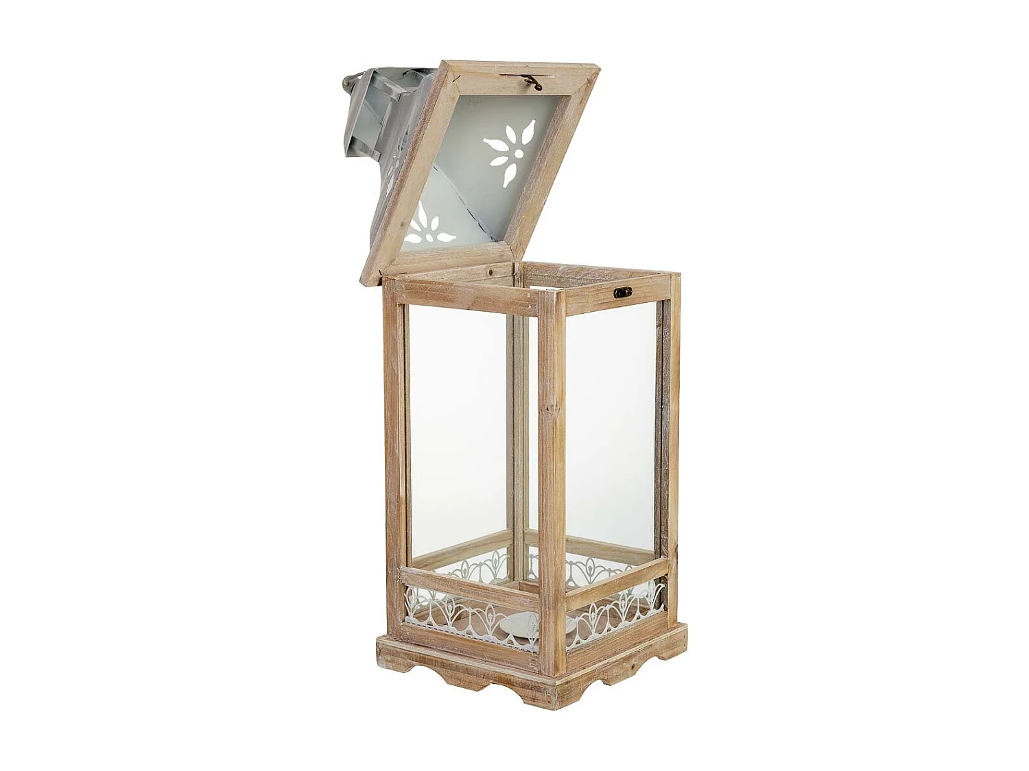 Farol de madera 23.5x23.5x61h cm