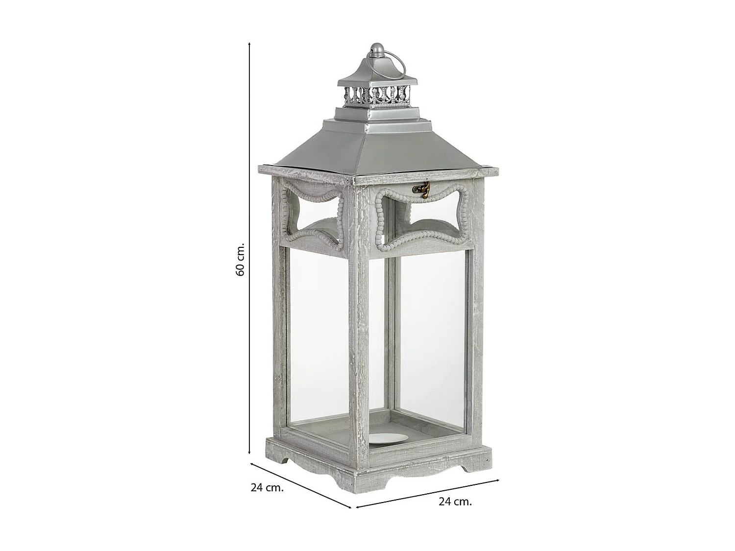 Lanterne en bois 24x24x60h cm