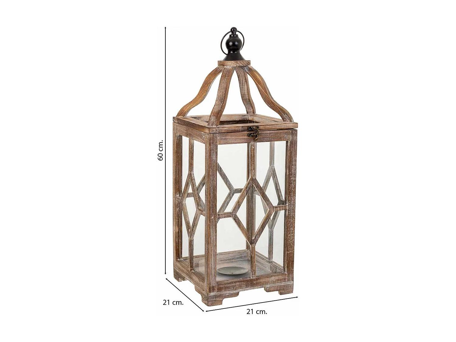 Farol de madera 21x21x60h cm