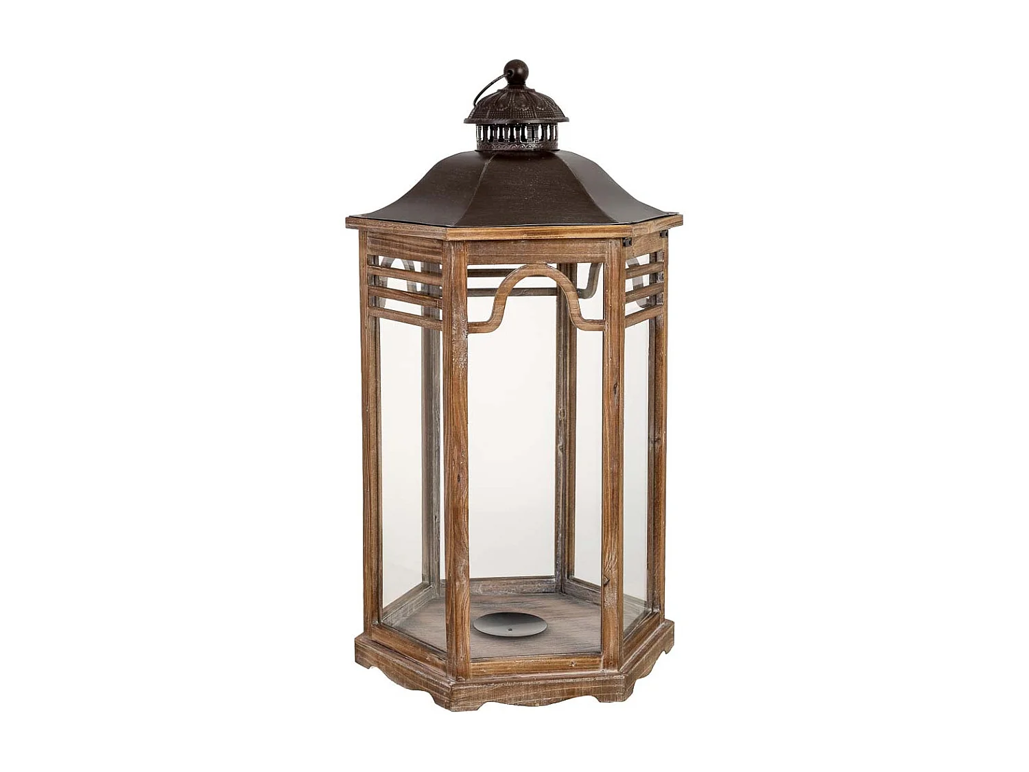 Farol de madera marrón 40.5x34.5x72.5h cm