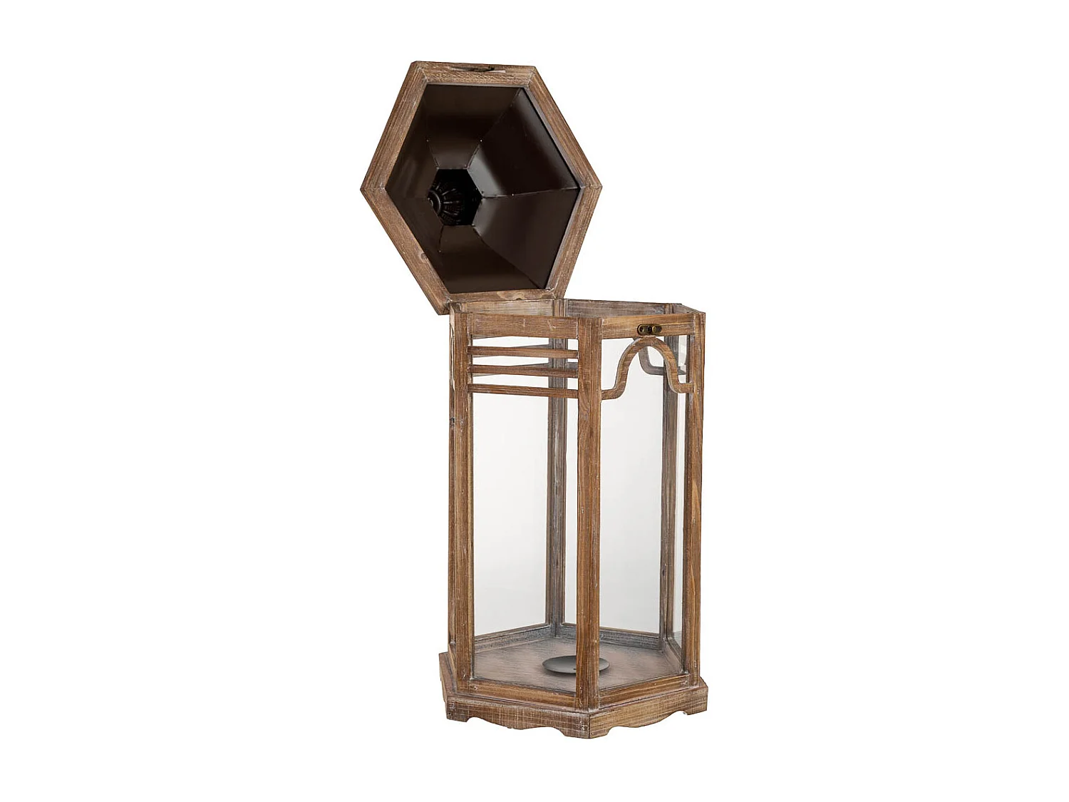 Farol de madera marrón 40.5x34.5x72.5h cm