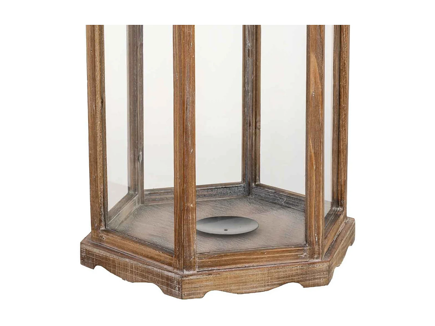 Farol de madera marrón 40.5x34.5x72.5h cm