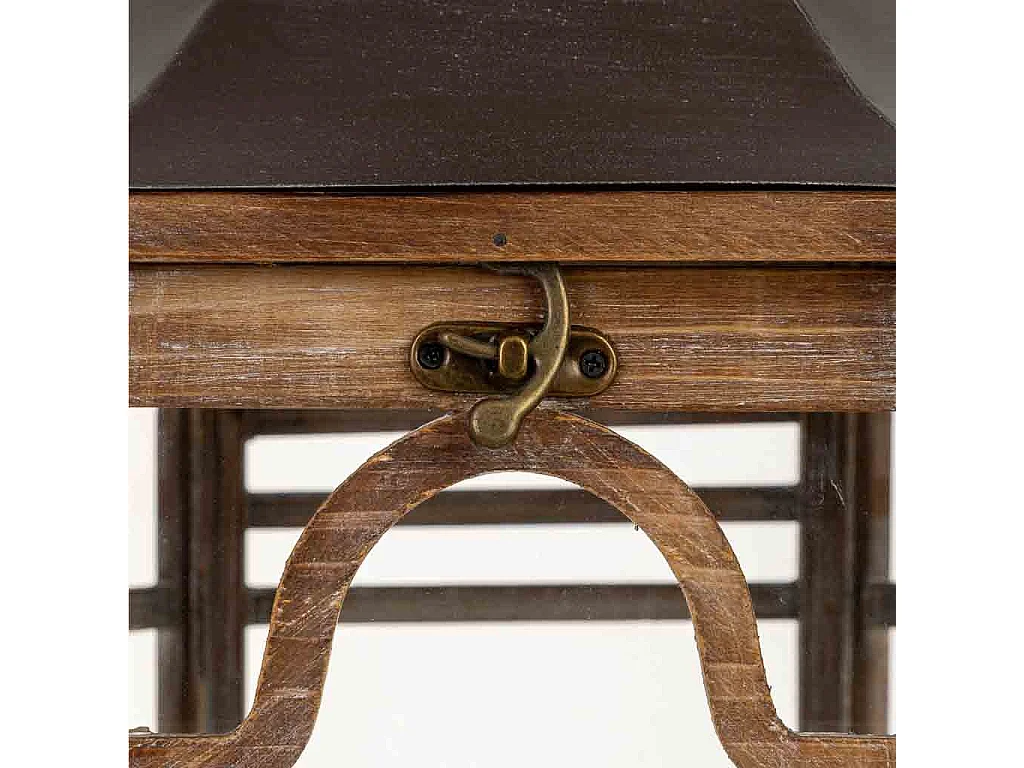 Farol de madera marrón 40.5x34.5x72.5h cm
