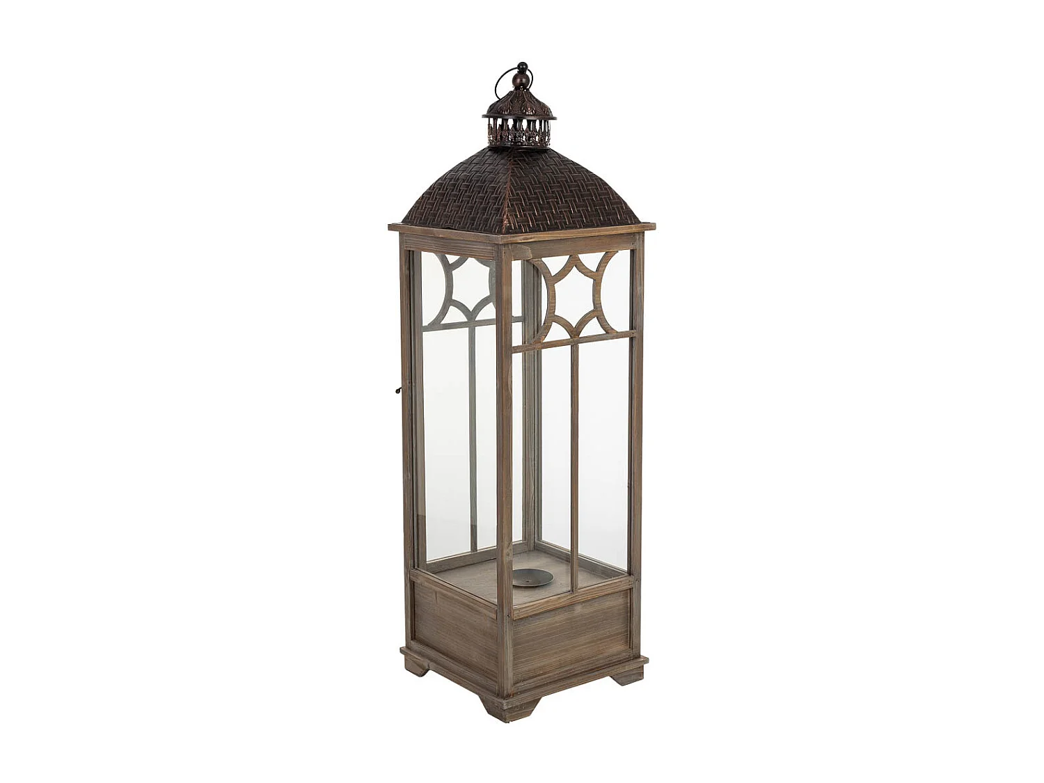 Farol de madera marrón envejecido 31.5x31.5x104h cm