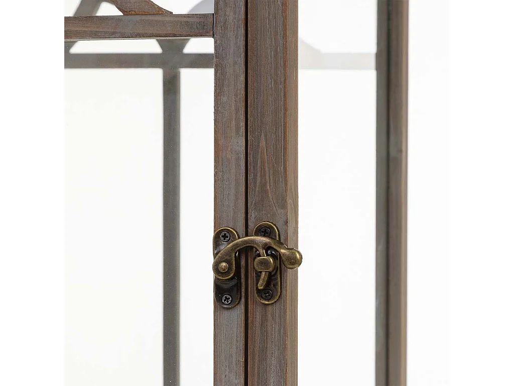 Farol de madera marrón envejecido 31.5x31.5x104h cm