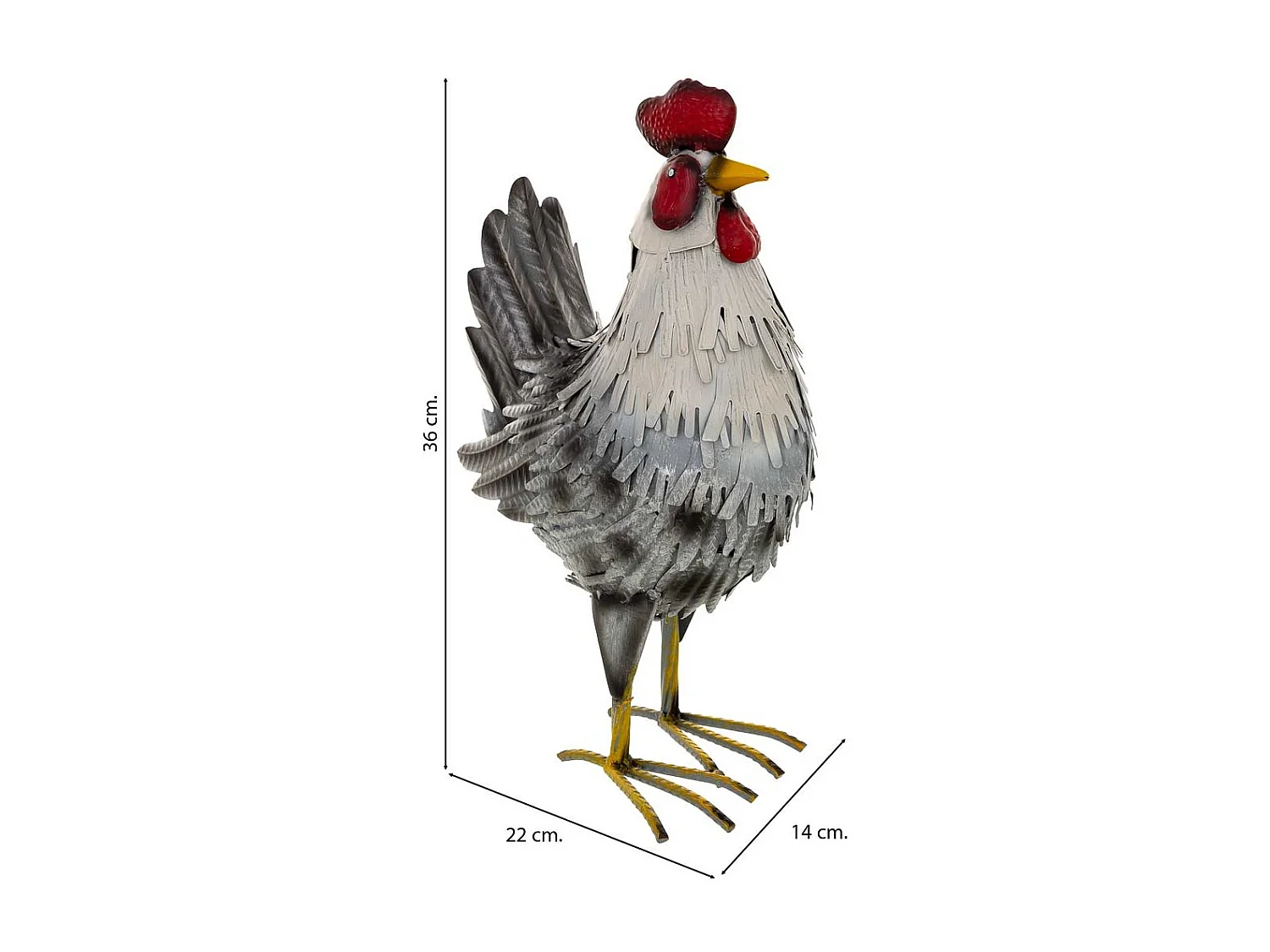 Figurine décorative en métal gris 22 x 14 x 36 cm (h)